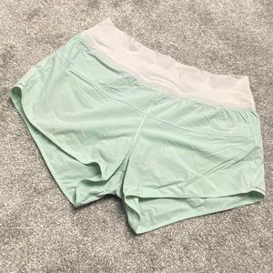 Light Green & White Lululemon Athletic Shorts, 8
